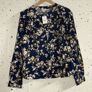 J Crew floral cotton poplin ruffle blouse